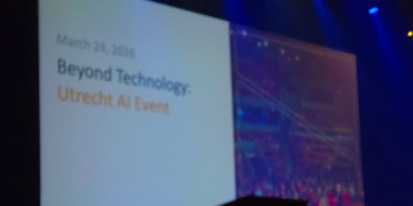 Ambient picture of the Beyond Technology title slide, taken from before the event started.