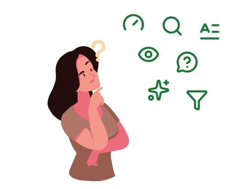 Woman thinking about website friction elements